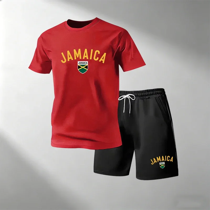 Home Gym Yoga - ชุดเสื้อยืดลำลองฤดูร้อน JAMAICA สำหรับผู้ชาย คอกลม แขนสั้น +