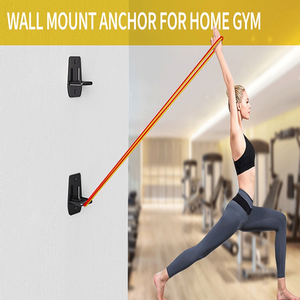 Home Gym Yoga - ชุด 3 ชิ้น ที่ยึดติดผนังสำหรับสายออกกำลังกาย สีดำ ทำจากเหล็กคาร์บอน