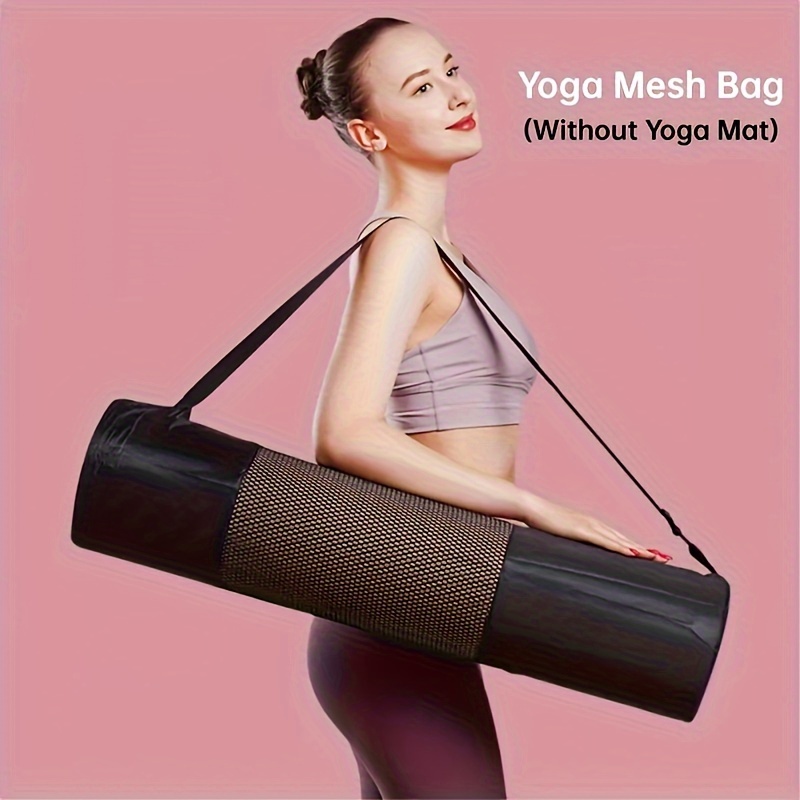 Home Gym Yoga - กระเป๋าตาข่ายใส่เสื่อโยคะแบบระบายอากาศได้ 1 ใบ - ผ้าอ็อกซ์ฟอร์ดทนทาน สีดำ