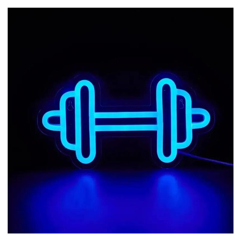 Home Gym Neon Sign - ป้ายไฟนีออนรูปดัมเบล ใช้พลังงานจาก USB สำหรับตกแต่งห้องออกกำลังกาย บ้าน ขนาด