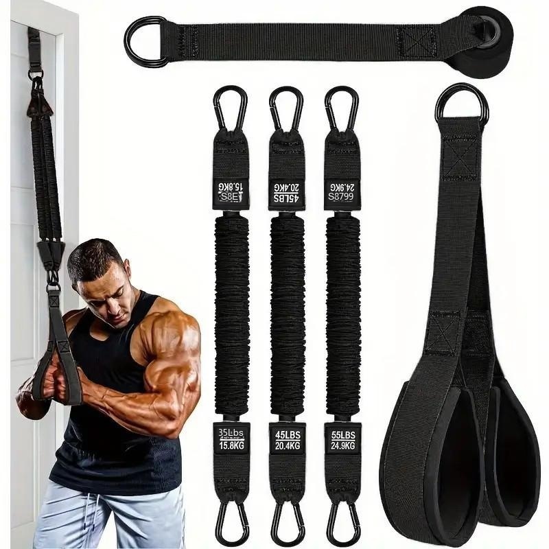 Home Gym Equipment Set - ชุดยางยืดออกกำลังกาย เชือกฝึกกล้ามเนื้อไตรเซปส์ อุปกรณ์ออกกำลังกายที่บ้าน สายดึงออกกำลังกาย เสริมสร้างความแข็งแรง อุปกรณ์ออกกำลังกายแบบพกพาสำหรับผู้ชายและผู้หญิง